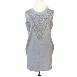 Diesel Women Gray Cotton BlenSleeveless D-Radi Beaded Dress Size S 00SBXI0LAGL